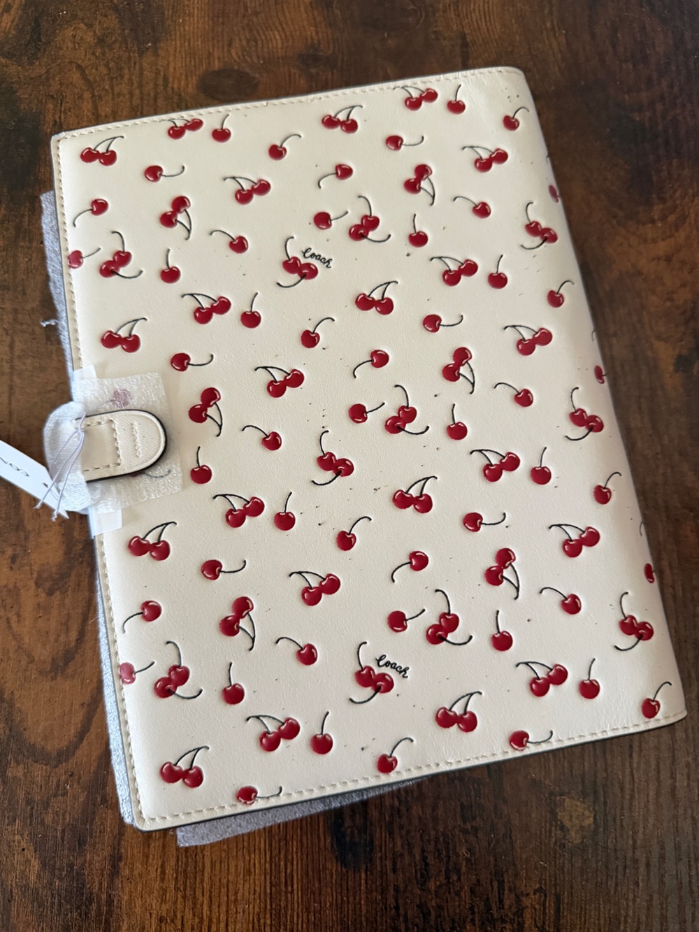 Cherry Print Coach Notebook - Red Cherries on Cream - Picture 2 of 3